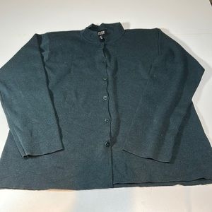 Women’s Eileen Fisher Italian Yarn Cardigan Button Up Sweater Green sz M